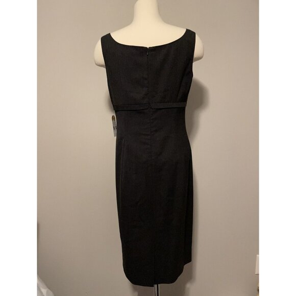Rebecca Taylor Dark Grey Sheath Dress with Accent Bow, Size 12 - Picture 3 of 11